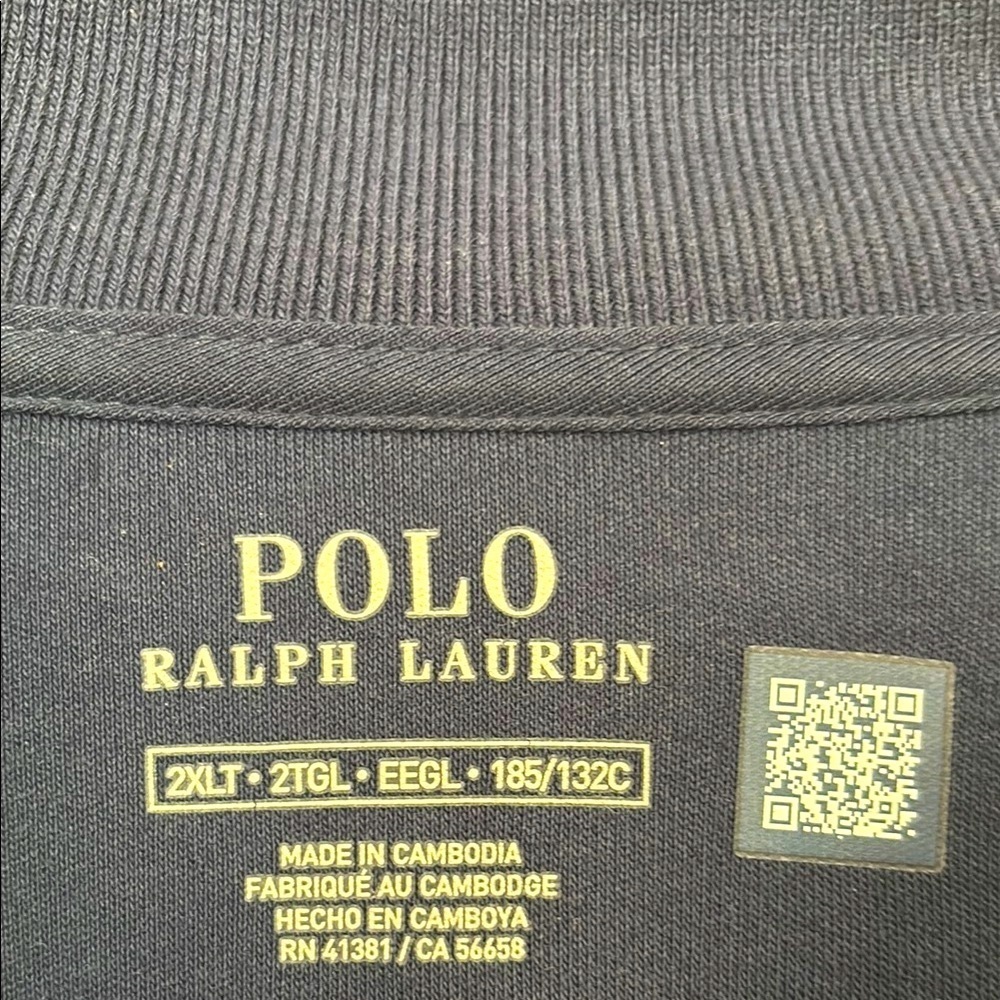🦸‍♂️Big & Tall Polo by Ralph Lauren navy Zip Up Sweater with Mock Neck - Picture 2 of 4